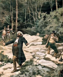 Der Bandit Luciano Fioravanti, getötet von italienischen Carabinieri in der Region Maremma (Gravur)