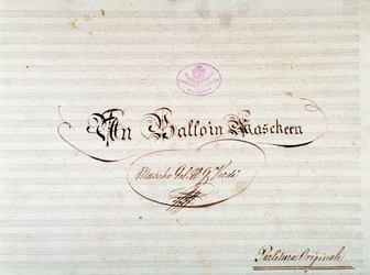 Titelseite der Erstausgabe der Partitur von Un ballo in maschera, Oper von Giuseppe Verdi