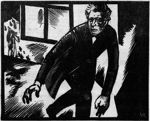 Troppmann-Fall oder das Pantin-Massaker: Jean-Baptiste Troppmann (1849-1870), ein Mechaniker, verurteilt wegen des Mordes an acht Familienmitgliedern im Jahr 1869. Hier wird er dargestellt, wie er vom Tatort flieht. Illustration aus „Le Petit Journal“.