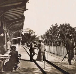 Weltausstellung 1900 in Paris: Das rollende Trottoir - private Sammlung