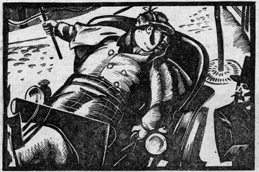 Vermischtes: Der Kutscher Jacques Collignon, der wegen der Ermordung eines Kunden verurteilt wurde, nachdem dieser sich über einen überhöhten Fahrpreis in Paris im Jahr 1855 beschwert hatte. Illustration aus „Le Petit Journal illustré“, 1931