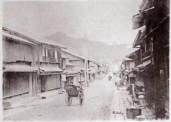 Ansicht einer Dorfstraße in China, Fotografie vom Anfang des 20. Jahrhunderts - Privatsammlung