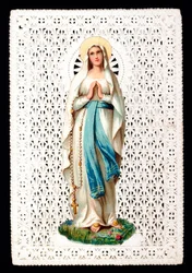 Jungfrau Maria Frommes Bild. Scherenschnitt-Chromolithographie.