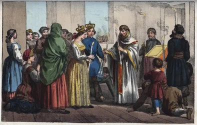 Hochzeiten in Russland im 18. Jahrhundert - Gravur aus „Usi e Costumi di Tutti i Popoli dell