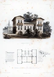 Entwurf für ein Landhaus in Moabit, bei Berlin, Deutschland, um 1850