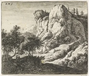 Holzbrücke bei einer Felsformation