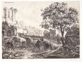 Ruinen am Rande einer Stadt