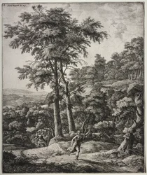Sechs große aufrechte Landschaften mit Szenen aus Ovids Metamorphosen: Apollo und Daphne
