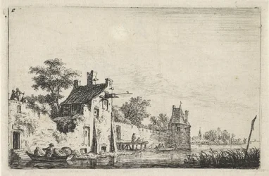 Stadtmauer am Wasser (Landschaften mit Figuren)