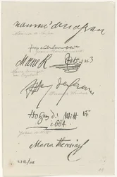 Verschiedene Faksimiles von Unterschriften