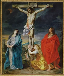 Der Christus am Kreuz, die Jungfrau, der Heilige Johannes und die Heilige Magdalena