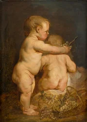 Zwei nackte Kinder mit Trauben, ca. 1630-40