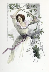 Porträt der jungen Caroline de Colombier, ca. 1785 (Druck)