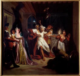 Schlafender Don Quixote kämpft gegen die Schläuche