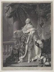 Die Krönung - Porträt König Ludwigs XVI. im Krönungsornat, gestochen von Charles-Clément Bervic (1756-1822)
