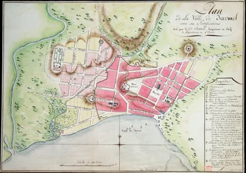 Plan der Stadt Jacmel mit Befestigungen