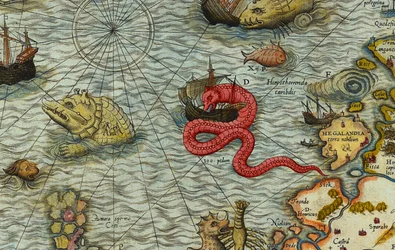 Detail einer Seekarte (Carta marina) von Olaus Magnus (1490-1557)