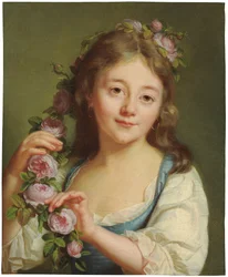 Junges Mädchen mit einem Rosenkranz