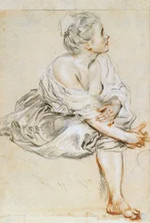 Sitzende junge Frau