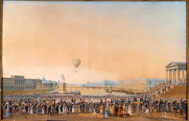 Einzug von Ludwig XVIII., König von Frankreich (1755-1824) in Paris am 3. Mai 1814. Gemälde von Antoine Ignace Melling (1763-1831)