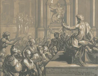 Heiliger Johannes der Evangelist predigt in einem Tempel, 1724