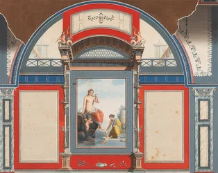 Wandgemälde eines römischen Hauses auf dem Gelände der Villa Negroni in Rom, Venus und eine Nymphe mit Eroten. 1778