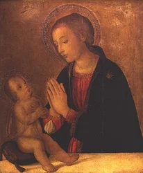 Die Madonna, das Kind anbetend