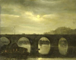 Eine der Brücken über die Seine, Paris, im Mondlicht