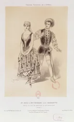 Mr. Ibos und Miss Richard als Herzog von Mantua und Magdalena in Rigoletto von Verdi, 1885