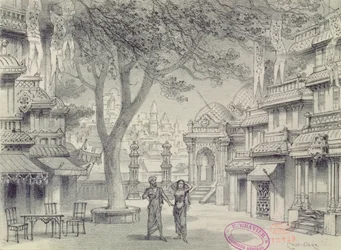 Bühnenbild für Akt II der Oper Lakme, von Leo Delibes (1836-91)