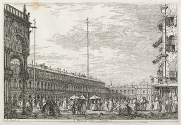 Ansichten: Der Palast des Prokurators und die Kirche St. Géminien, Venedig