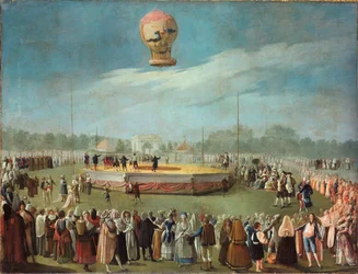 Aufstieg eines Ballons im Beisein des Hofes von Karl IV., ca. 1783