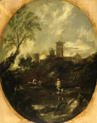 Landschaft mit Mönchen