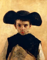Prevetariello (kleiner Priester), von Antonio Mancini (1852-1930), Öl auf Leinwand, 66x53 cm