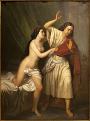Joseph und die Frau des Potiphar. Gemälde von Antonio Esquivel (1806-1857)