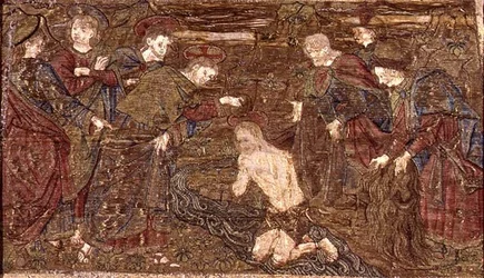 Christus tauft St. Johannes den Täufer, Wandteppich, der Szenen aus dem Leben des Heiligen darstellt