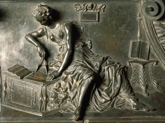 Geometrie, Detail vom Grab Sixtus IV. von Antonio Pollaiuolo (1432-1498), Bronze, Petersdom, Vatikanstadt