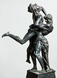 Herkules und Antäus, ca. 1475, von Antonio Pollaiuolo, Bronzestatue, 46 cm, Italien