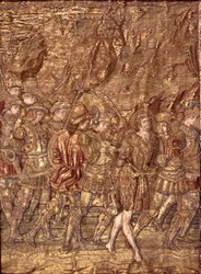 Johannes der Täufer wird ins Gefängnis gebracht, Wandteppich mit Szenen aus dem Leben des Heiligen