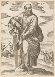 Der heilige Simon (Remissionem peccatorum, Christus, Maria und die Apostel)