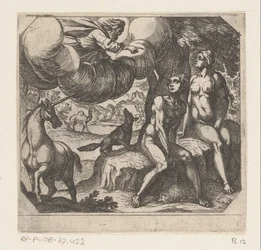 Gott tadelt Adam und Eva für ihren Ungehorsam