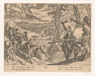 Das Heer Alexanders des Großen umzingelt die feindlichen Truppen mit Feuer