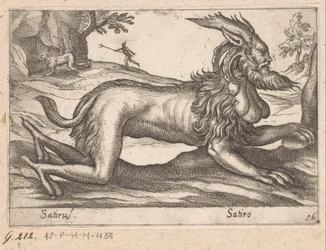 Monströses Wesen (Satirus / Satiro, Tiere und Fabelwesen, Nova raccolta de li animali piu curiosi del mondo)