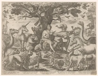Orpheus verzaubert die Tiere mit seiner Musik