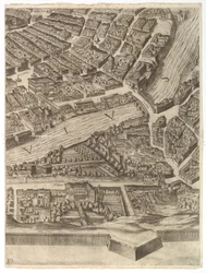 Plan der Stadt Rom. Teil 10 mit dem Tiber und der Villa Farnesina