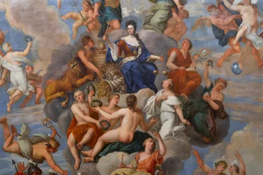 Königin Anne umgeben von einer Vielzahl personifizierter Tugenden, Detail der Decke des Queen