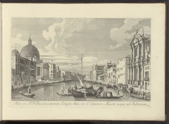 Ansicht des Canal Grande, der Santa Maria di Nazareth und der San Simeone Piccolo in Venedig (Urbis Venetiarum prospectus celebriores, ex Antonii Canal ta)