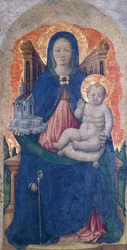 Madonna mit Kind, Detail des Praglia-Altarbildes, von Antonio Vivarini