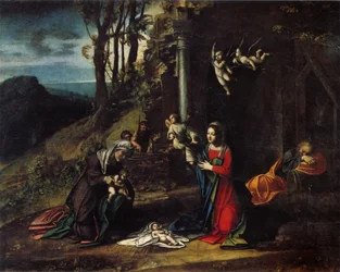 Geburt mit den Heiligen Elisabeth und Johannes dem Täufer