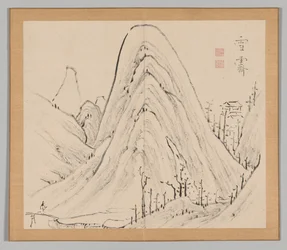 Doppelalbum mit Landschaftsstudien nach Ikeno Taiga, Band 1 Blatt 33, 18. Jahrhundert